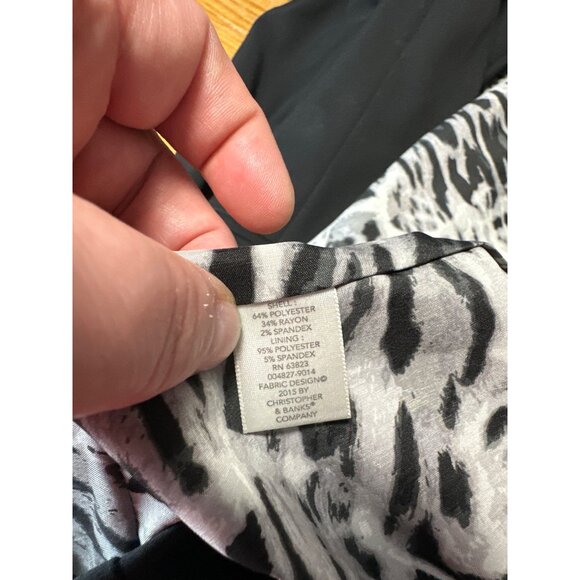 Christopher & Banks Open Front Blazer Animal Print Lining & Roll-Tab Cuffs Sz L - Picture 11 of 12